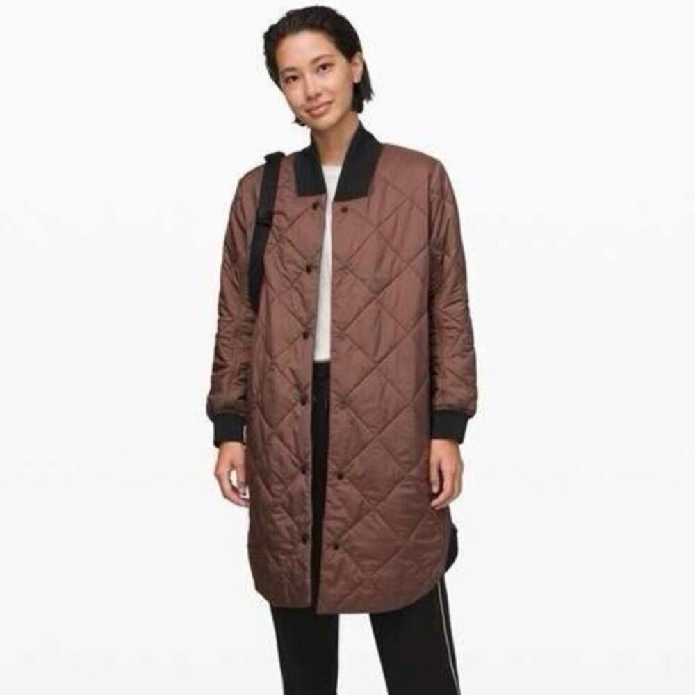 Lululemon Enough Puff Long Jacket Mauve Stone/Black 2